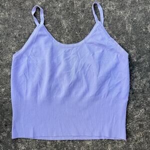 Jane Doe Camisole Tank Top Ribbed Knit Y2K Women Size L Lavender Purple Solid